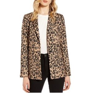 018 Halogen 18”ptp Leopard Print oversized XS Blazer